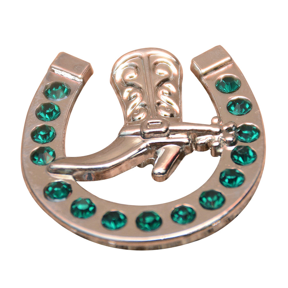 HILASON Western Screw Back Concho Emerald Horseshoe Boots Crystals Headstall Tack| Belt | Slotted Conchos