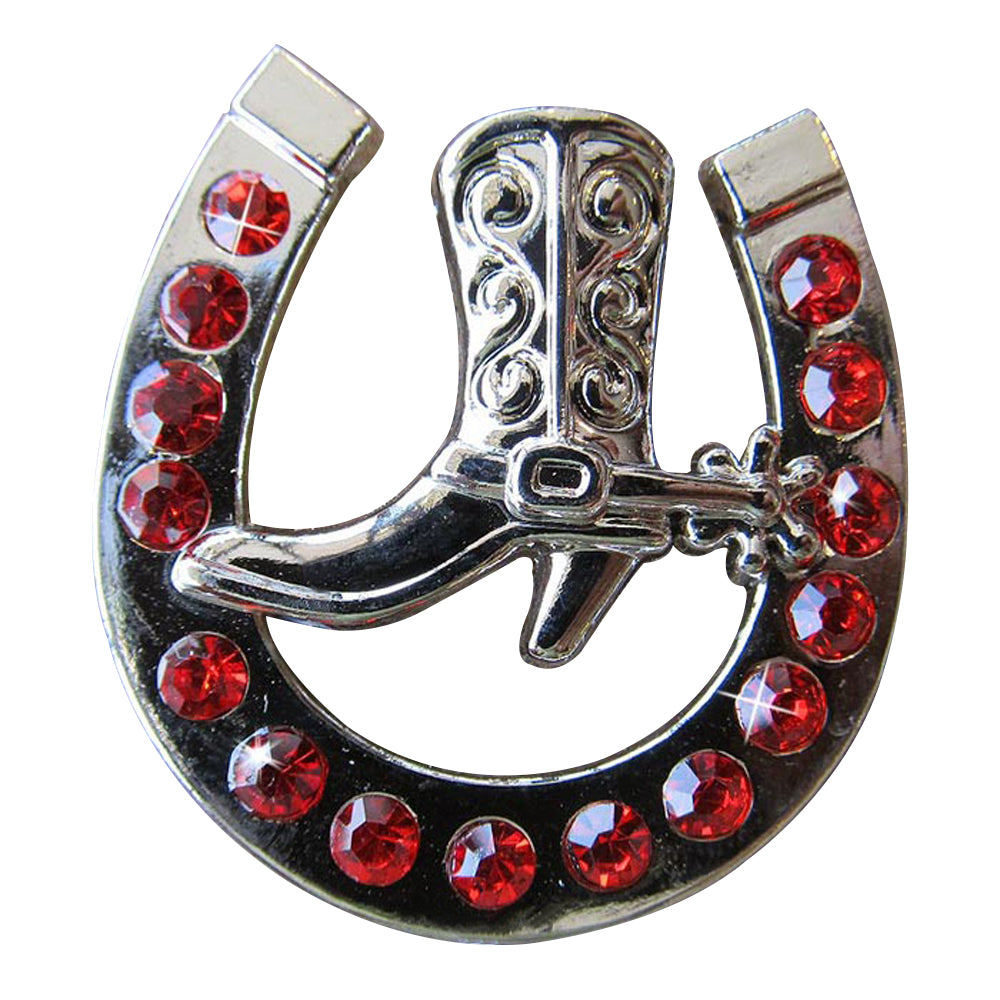 Western Screw Back Concho Red Horseshoe Boots Crystals Hilason