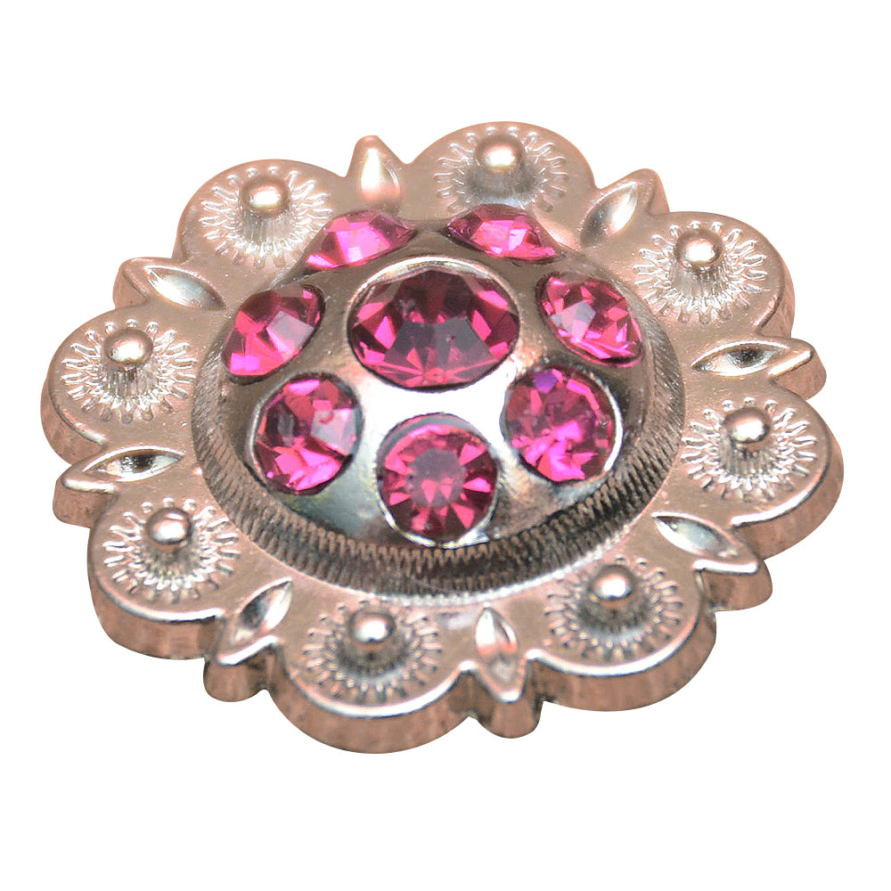 HILASON Western Screw Back Concho Fuchsia Berry Crystals Cowgirl Color | Bridle Conchos Slotted