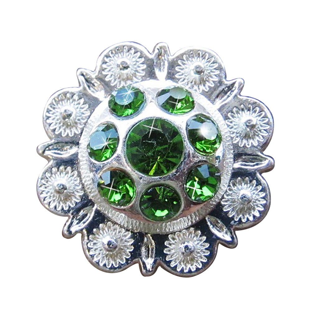 HILASON Western Screw Back Concho Green Berry Crystals Cowgirl 1 Inch Olivine color | Bridle Conchos Slotted