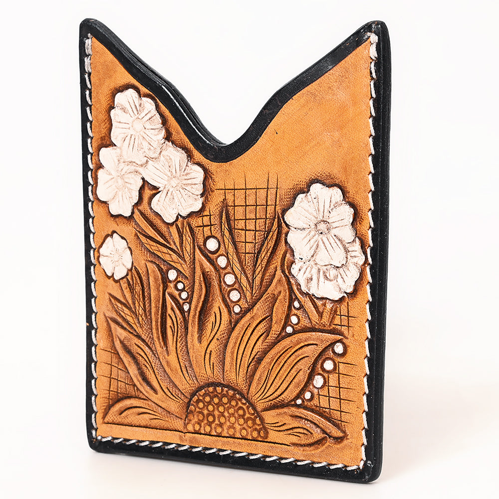 American Darling Floral Women & Men Hand Carved Genuine Leather Card Holder | Handcrafted Western Belt