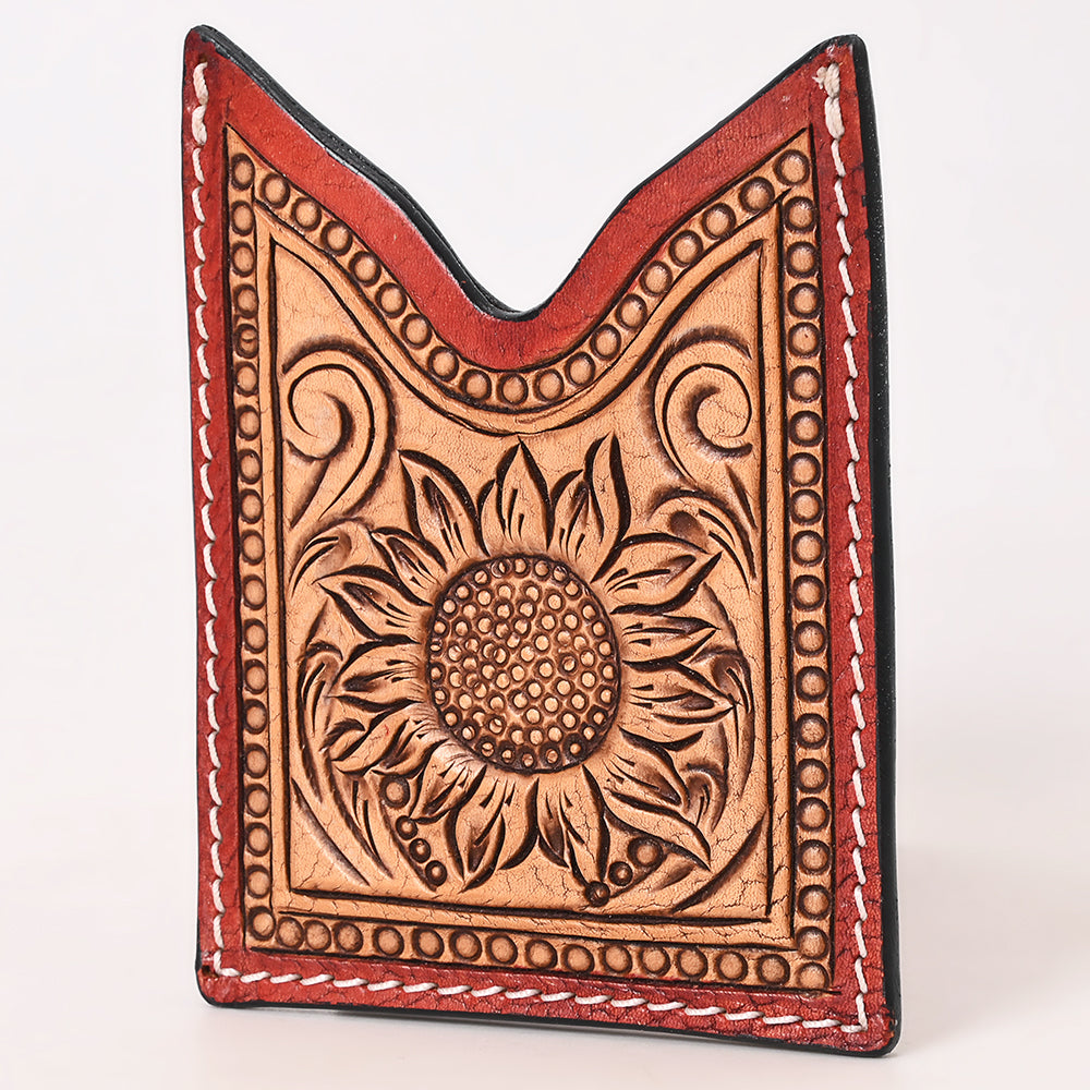 American Darling Floral Women & Men Hand Carved Genuine Leather Card Holder | Handcrafted Western Belt