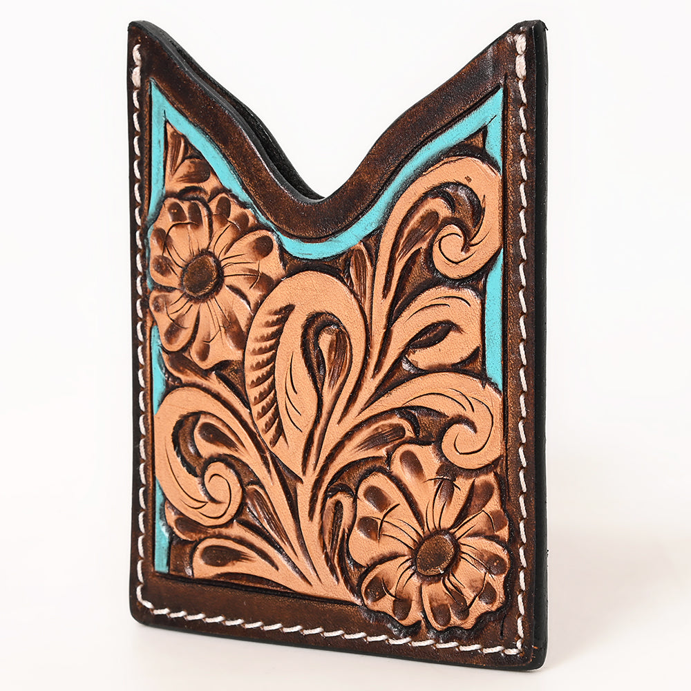 American Darling Floral Women & Men Hand Carved Genuine Leather Card Holder | Handcrafted Western Belt