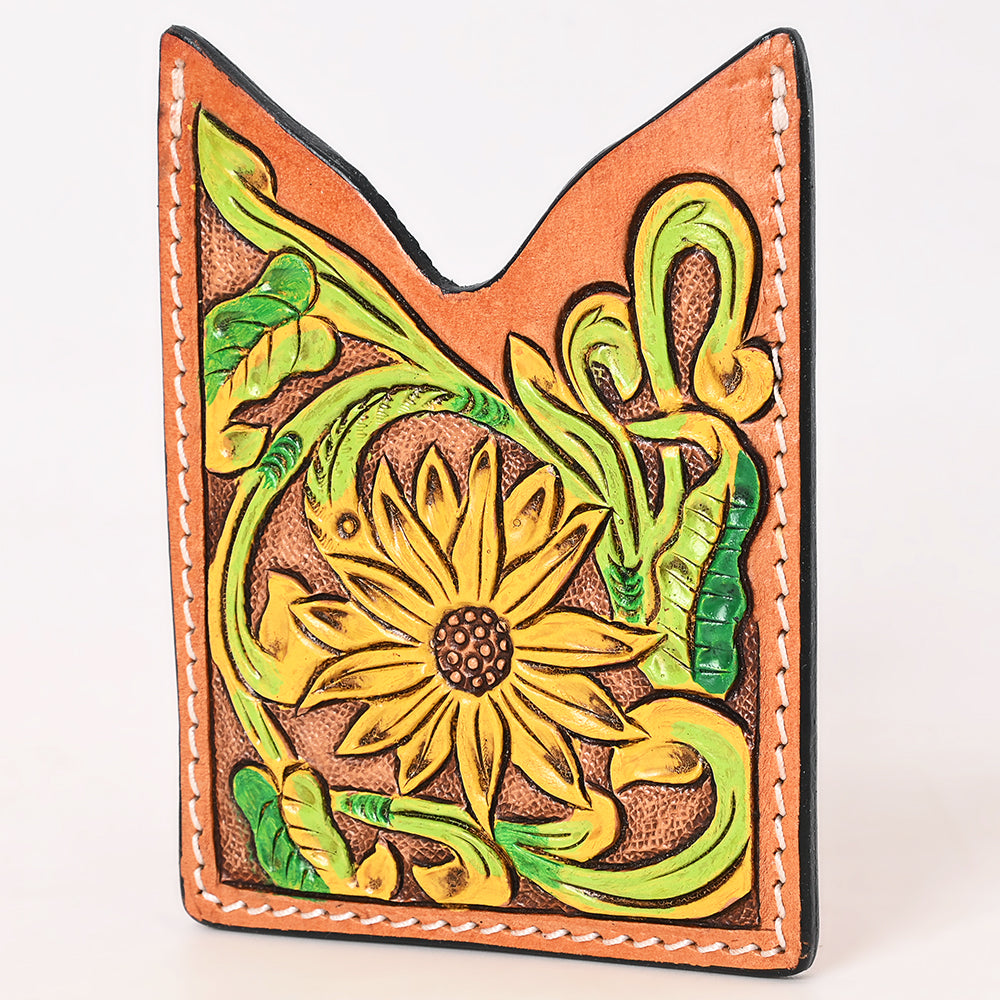 American Darling Floral Women & Men Hand Carved Genuine Leather Card Holder | Handcrafted Western Belt