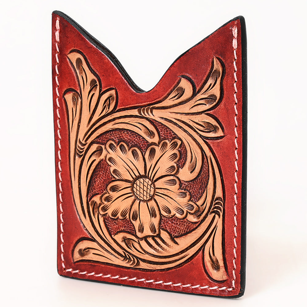 American Darling Floral Women & Men Hand Carved Genuine Leather Card Holder | Handcrafted Western Belt