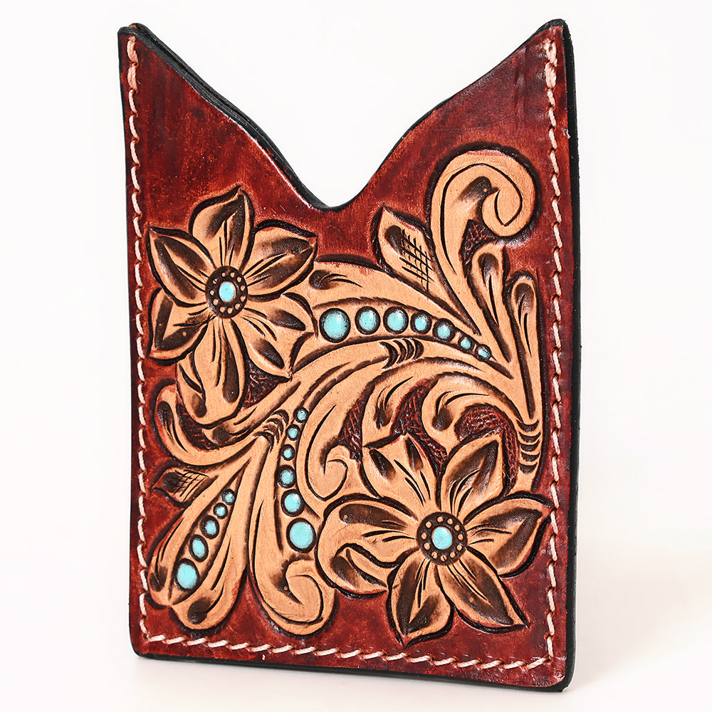 American Darling Floral Women & Men Hand Carved Genuine Leather Card Holder | Handcrafted Western Belt