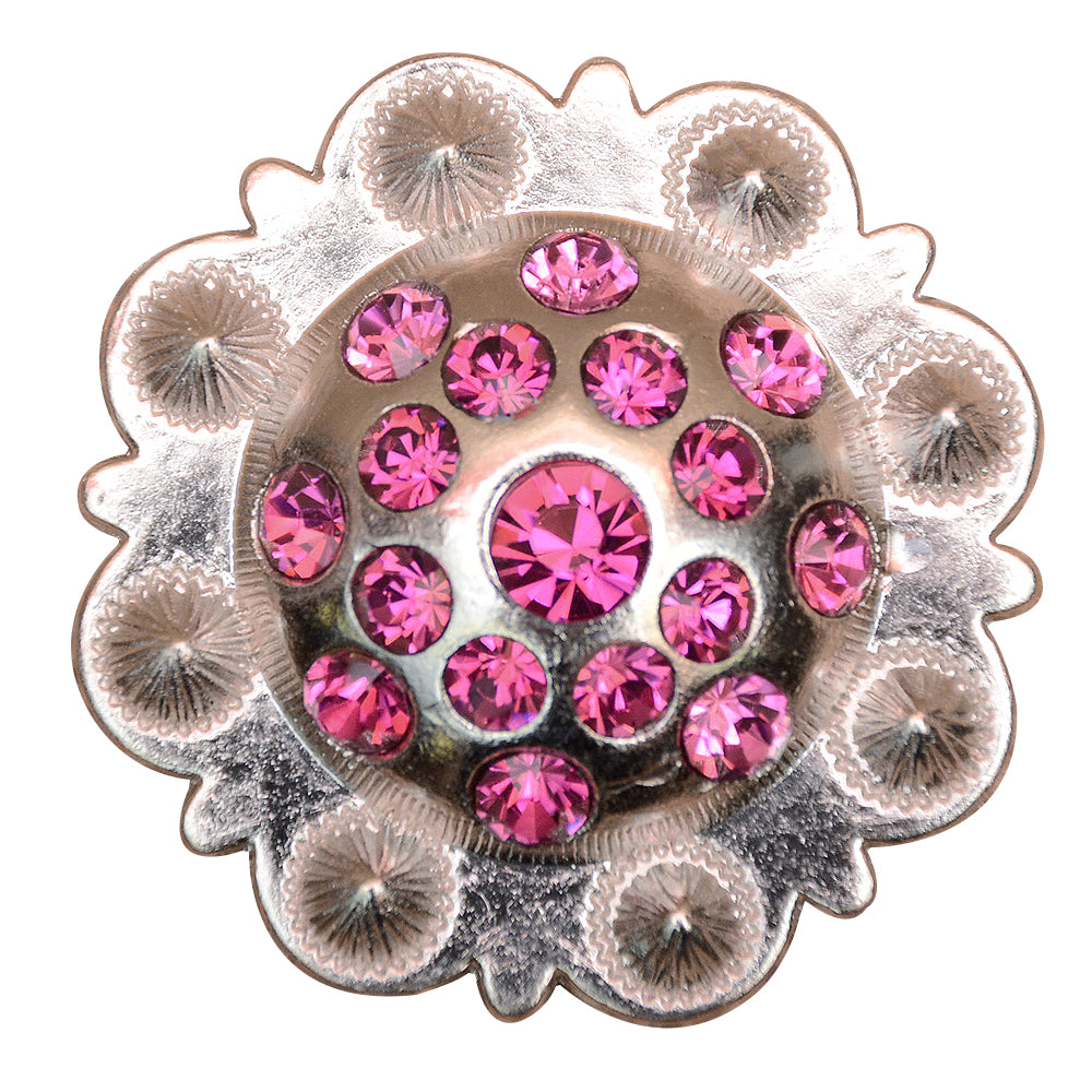 HILASON Western Screw Back Concho Fuchsia Berry Crystals Headstall Cowgirl 1.5 In | Belt Slotted Conchos