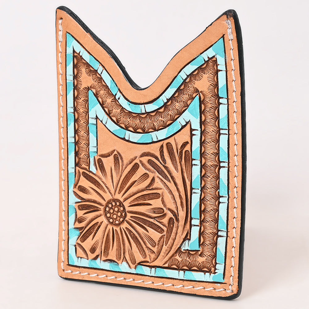 American Darling Floral Women & Men Hand Carved Genuine Leather Card Holder | Handcrafted Western Belt