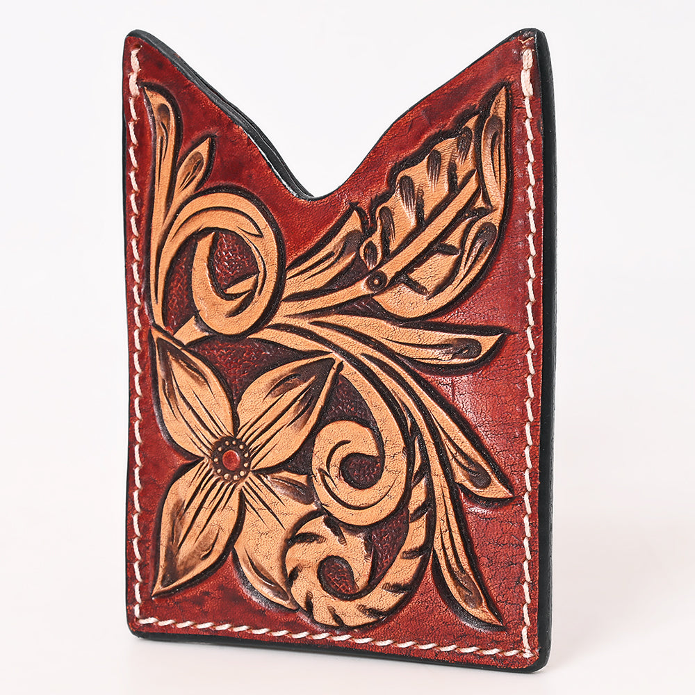 American Darling Floral Women & Men Hand Carved Genuine Leather Card Holder | Handcrafted Western Belt