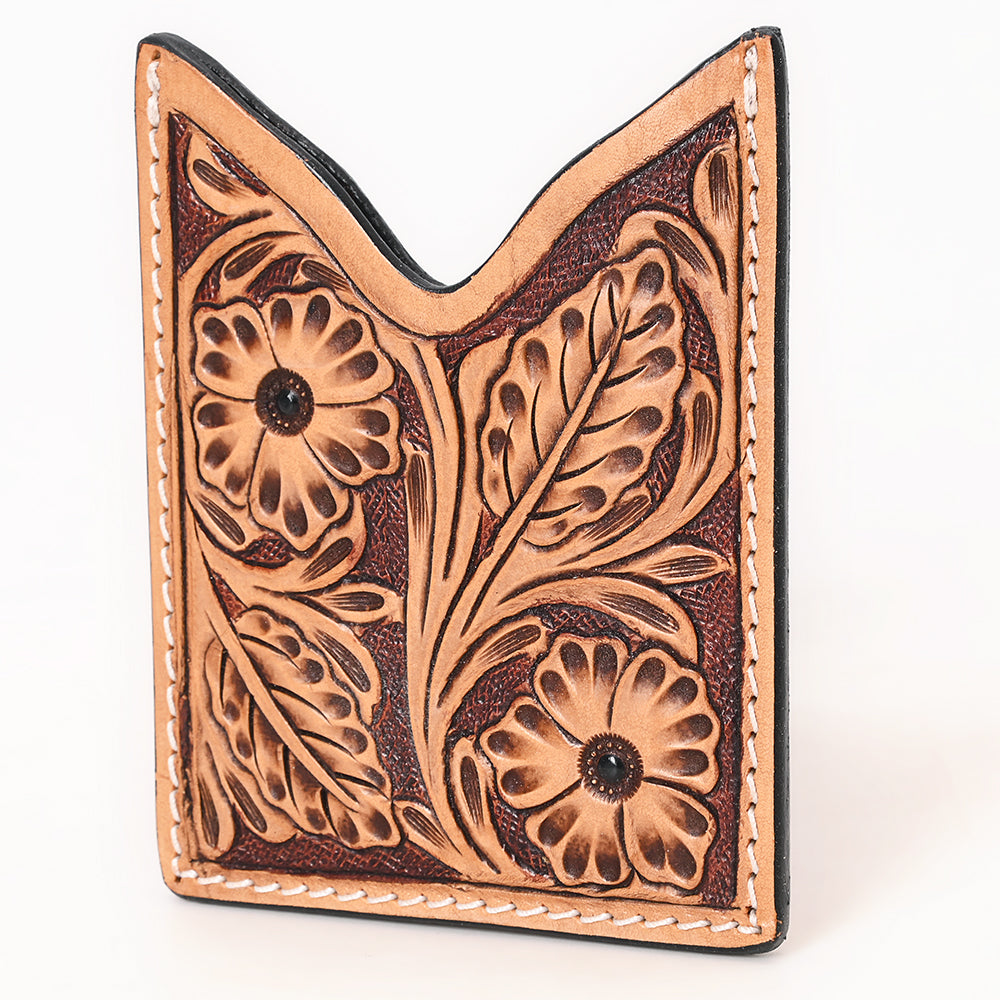 American Darling Floral Women & Men Hand Carved Genuine Leather Card Holder | Handcrafted Western Belt