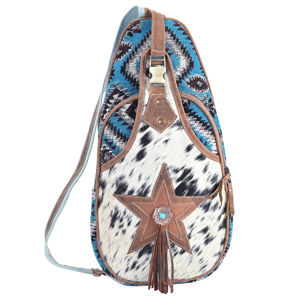 OHLAY OHV394 Backpack Upcycled Wool Canvas Hair-On Genuine Leather women bag western handbag purse