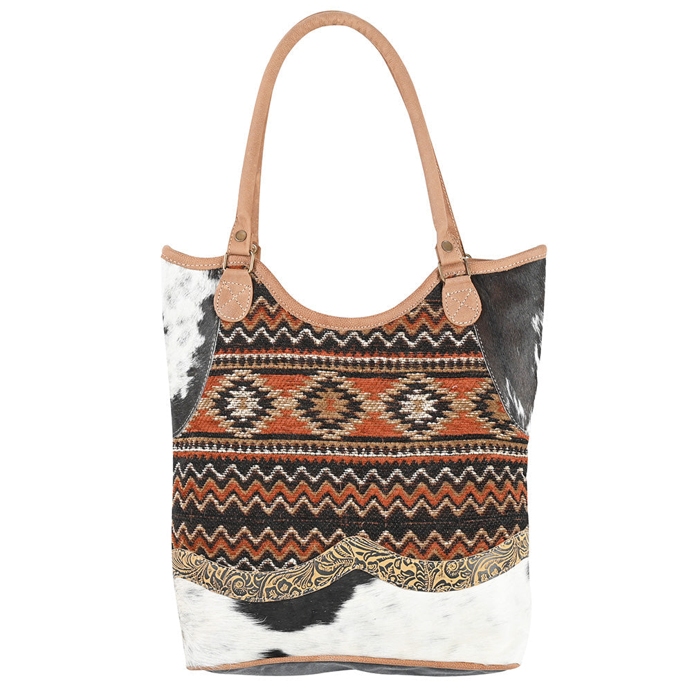 OHLAY OHV402 TOTE Upcycled Wool Canvas Embossed Hair-on Genuine Leather women bag western handbag purse