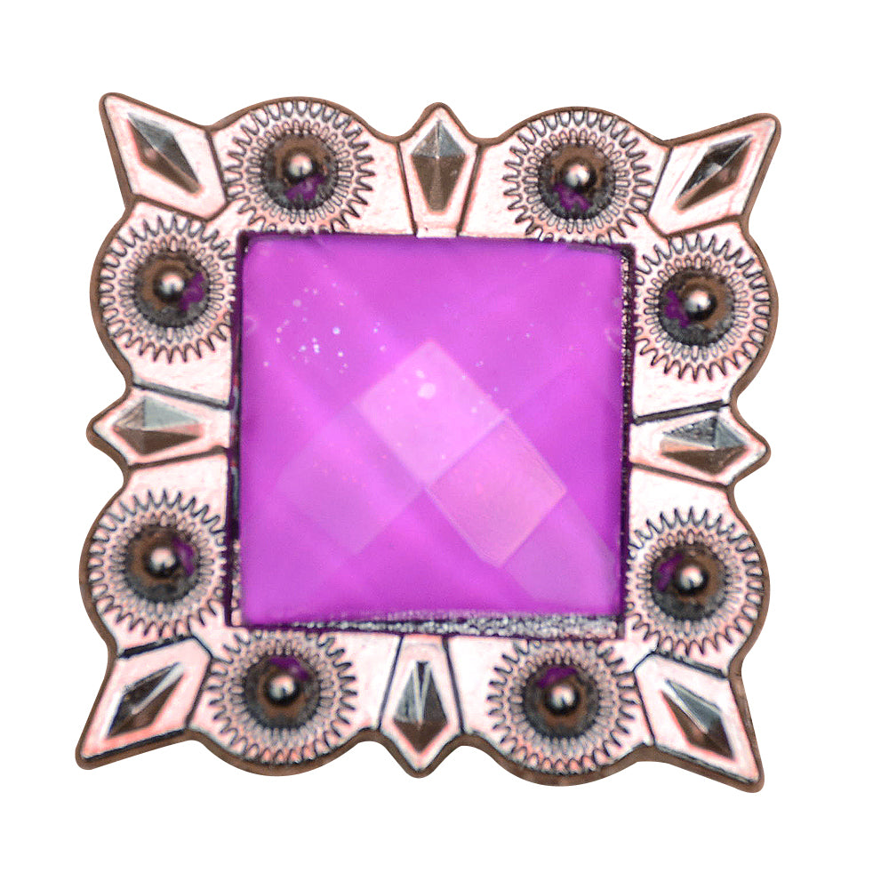 HILASON Western Screw Back Concho Rose Square Crystal Bling Cowgirl Color | Bridle Conchos Slotted