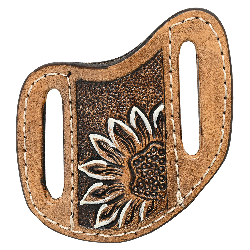 Hilason Leather Angled Knife Scabbard Sheath Cover Floral Tooled