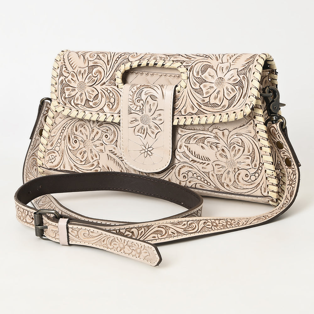 American Darling Western Leather Wallet Bag Hand Tooled Floral Carved Purse with Cutout Handle