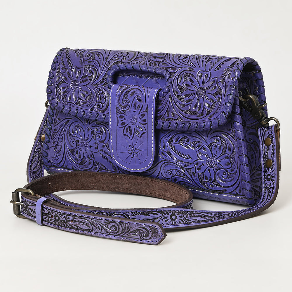 American Darling Western Leather Wallet Bag Hand Tooled Floral Carved Purse with Cutout Handle