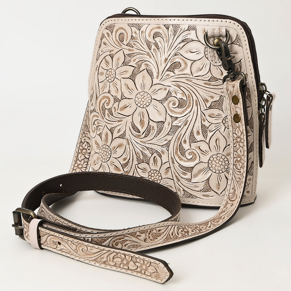 American Darling Western Leather Crossbody Bag Hand Tooled Floral Carved Purse with Adjustable Strap
