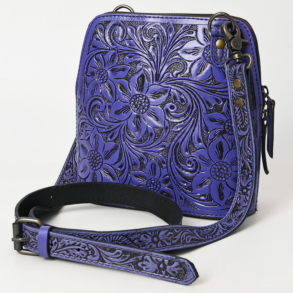 American Darling Western Leather Crossbody Bag Hand Tooled Floral Carved Purse with Adjustable Strap