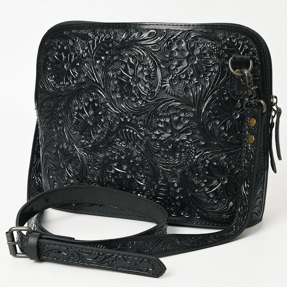 American Darling Western Crossbody Bag for Women Hand Tooled Floral Leather Purse with Adjustable Strap
