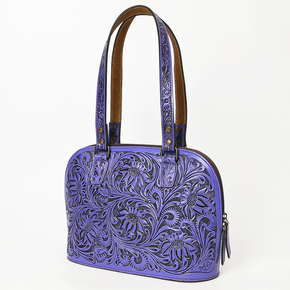 American Darling Western Leather Tote Bag Hand Tooled Floral Carved Purse with Quilted Back & Tooled Straps for Women