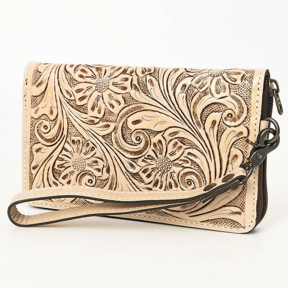 American Darling Clutch Hand Tooled Genuine Leather Western Women Bag Handbag Purse Tan | Purses for Cute