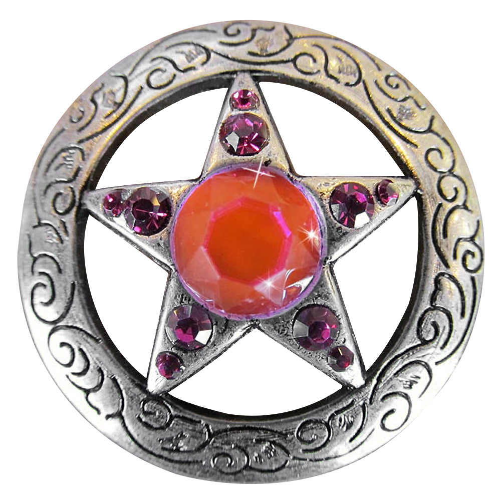 Western Screw Back Concho Star Fuchsia Crystal Bling Cowgirl