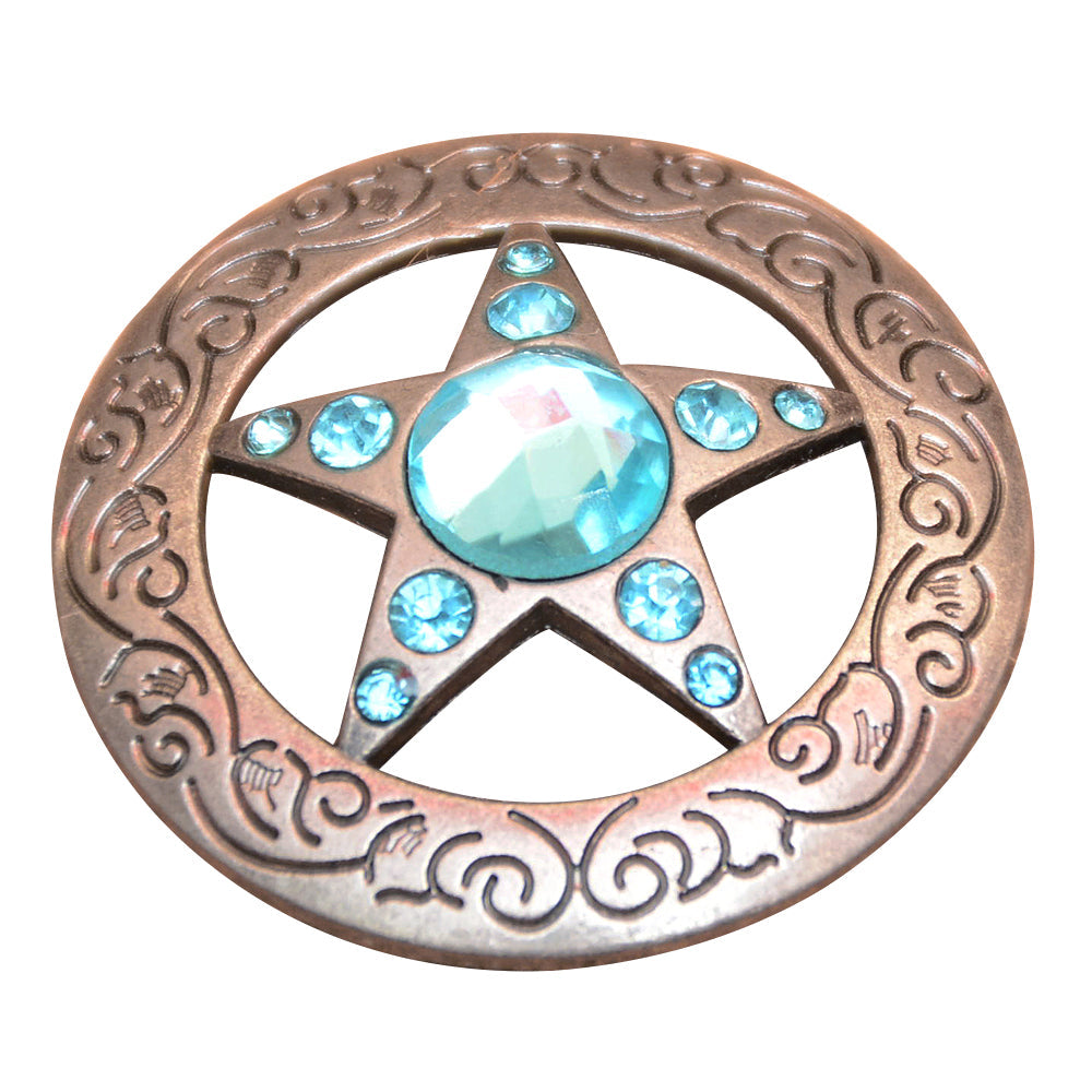 Hilason One Piece Turquoise Texas Star Crystal Conchos - 1.5 Inch