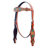 BAR H EQUINE Western Horse Floral Hand Painted Genuine Leather Headstall Tan