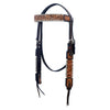 BAR H EQUINE Western Horse Floral Hand Painted Genuine Leather Headstall Dark Tan
