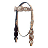 BAR H EQUINE Western Horse Floral Hand Painted Genuine Leather Headstall Tan
