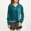 American Darling ADDR004 Velvet Women Shirt Dress Tunic Ladies Girl Top Teal