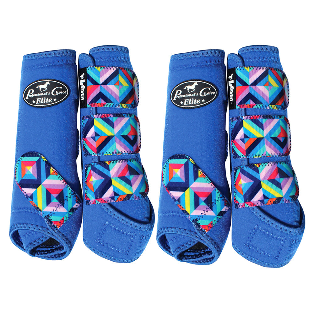 Lrg Professional'S Choice Western Horse Vetech Elite 4 Pack Sport Boots Blue