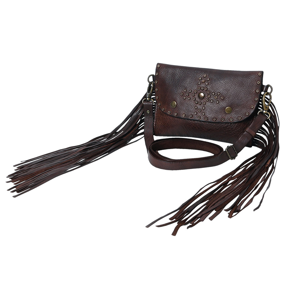 Spaghetti Western SWC147BLK Envelope Vintage Handmade Drum Dyed Genuine European Cowhide Leather Women Bag Handbag Purse