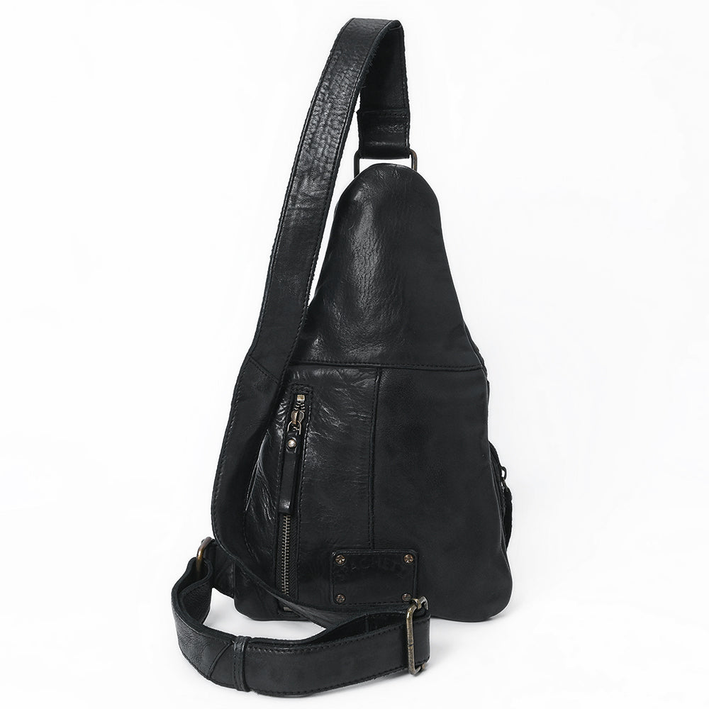 NEW SPAGHETTI WESTERN women\'s genuine leather bag in black Spaghetti W. Swc191Blk Sling Vintage Handmade Drum Dyed  main image 4
