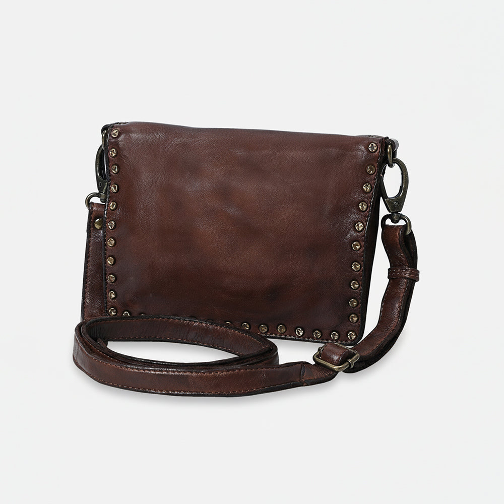 Spaghetti Western Swc193Brn Organiser Vintage Handmade Drum Dyed Genuine European Cowhide Leather Women Bag Western Handbag Purse