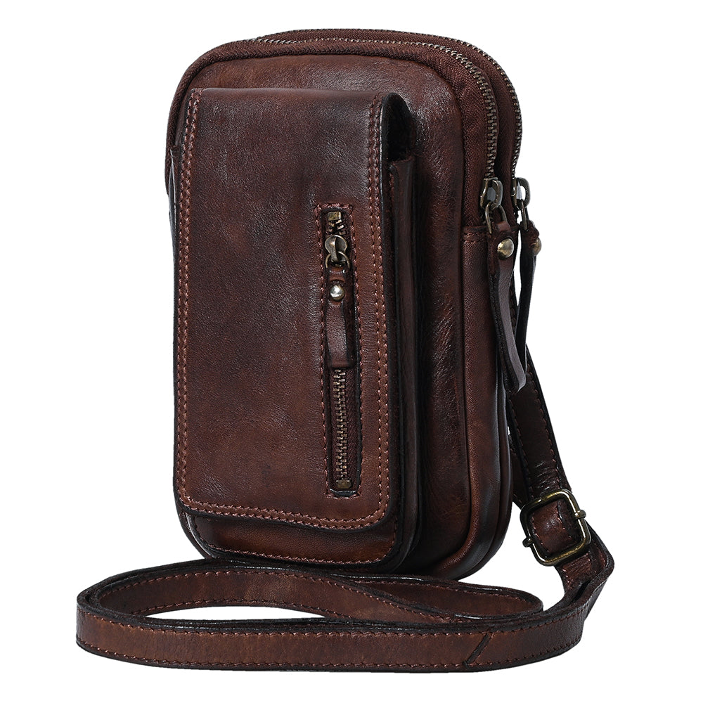 Spaghetti Western Swc210Brn Sling Vintage Handmade Drum Dyed Genuine European Cowhide Leather Women Bag Western Handbag Purse