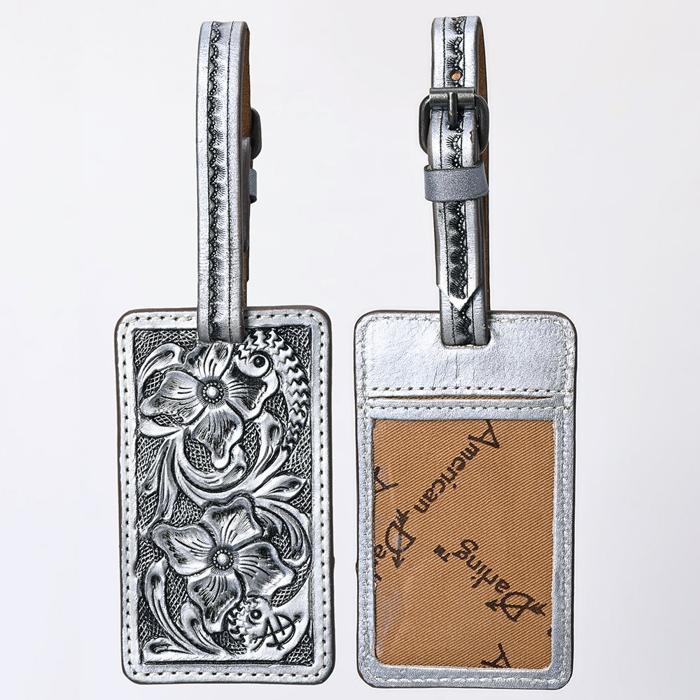 American Darling Western Leather Hand-Tooled Card Holder – Genuine Leather Travel ID Tag with Strap