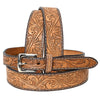 Bar H Equine Hand Tooled Genuine Leather Crafted Tan Unisex Western Belt Removable Buckle Full Grain for Men Women