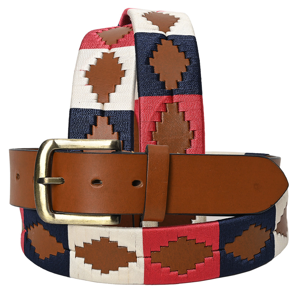 Bar H Equine Western Brown Full Grain Genuine Leather Men & Women Belt Embroidered Pink Blue White With Removable Buckle