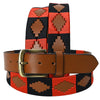 Bar H Equine Western Brown Full Grain Genuine Leather Men & Women Belt Embroidered Red Black with Buckle