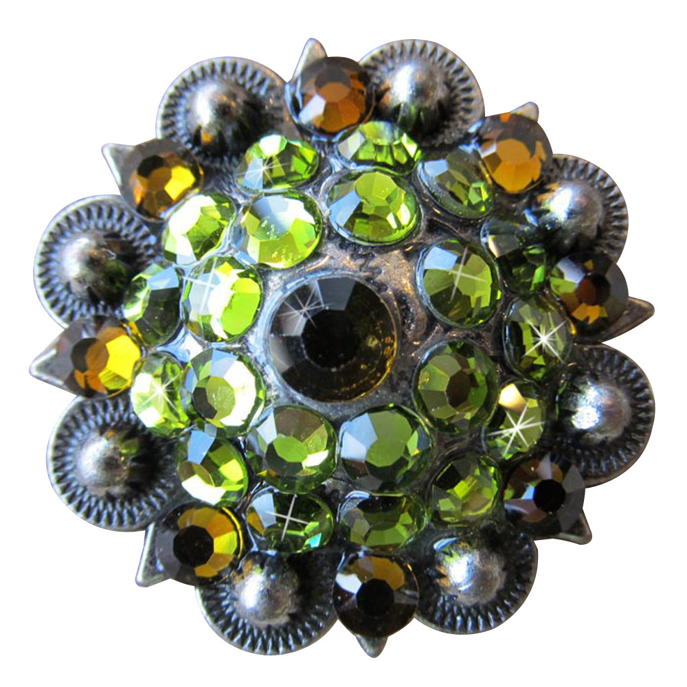 HILASON Western Screw Back Concho Parrot Green Crystal Bling Cowgirl Peridot & Tea Color | Bridle Conchos Slotted