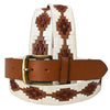 Bar H Equine Western Brown Full Grain Genuine Leather Men & Women Belt Embroidered White with Buckle
