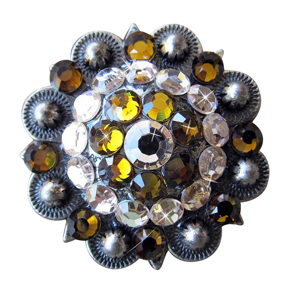 Western Screw Back Concho Antique Silver Finish Crystal Bling