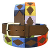 Bar H Equine Western Brown Full Grain Genuine Leather Men & Women Belt Embroidered Multi Colors with Buckle