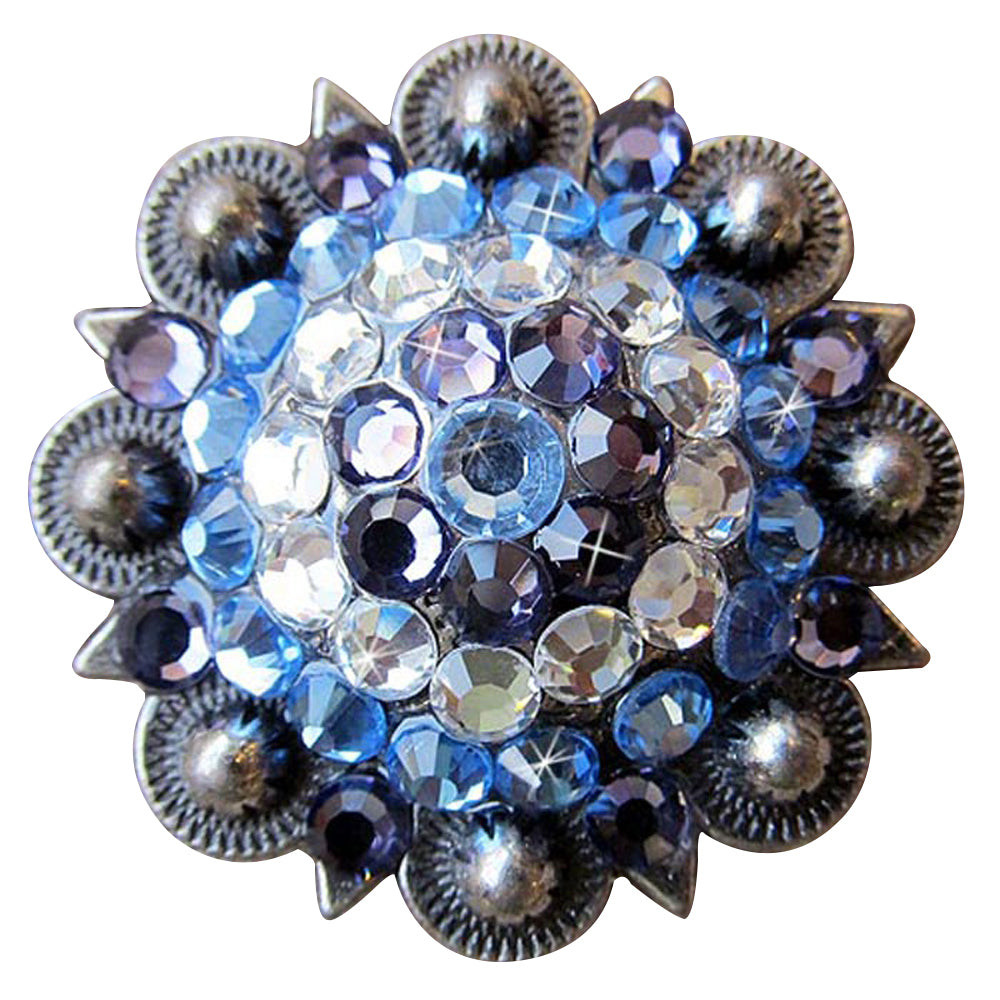 HILASON Western Screw Back Concho Iris Sapphire Berry Crystal Cowgirl Light Sapphire, Clear & Color | Slotted Conchos