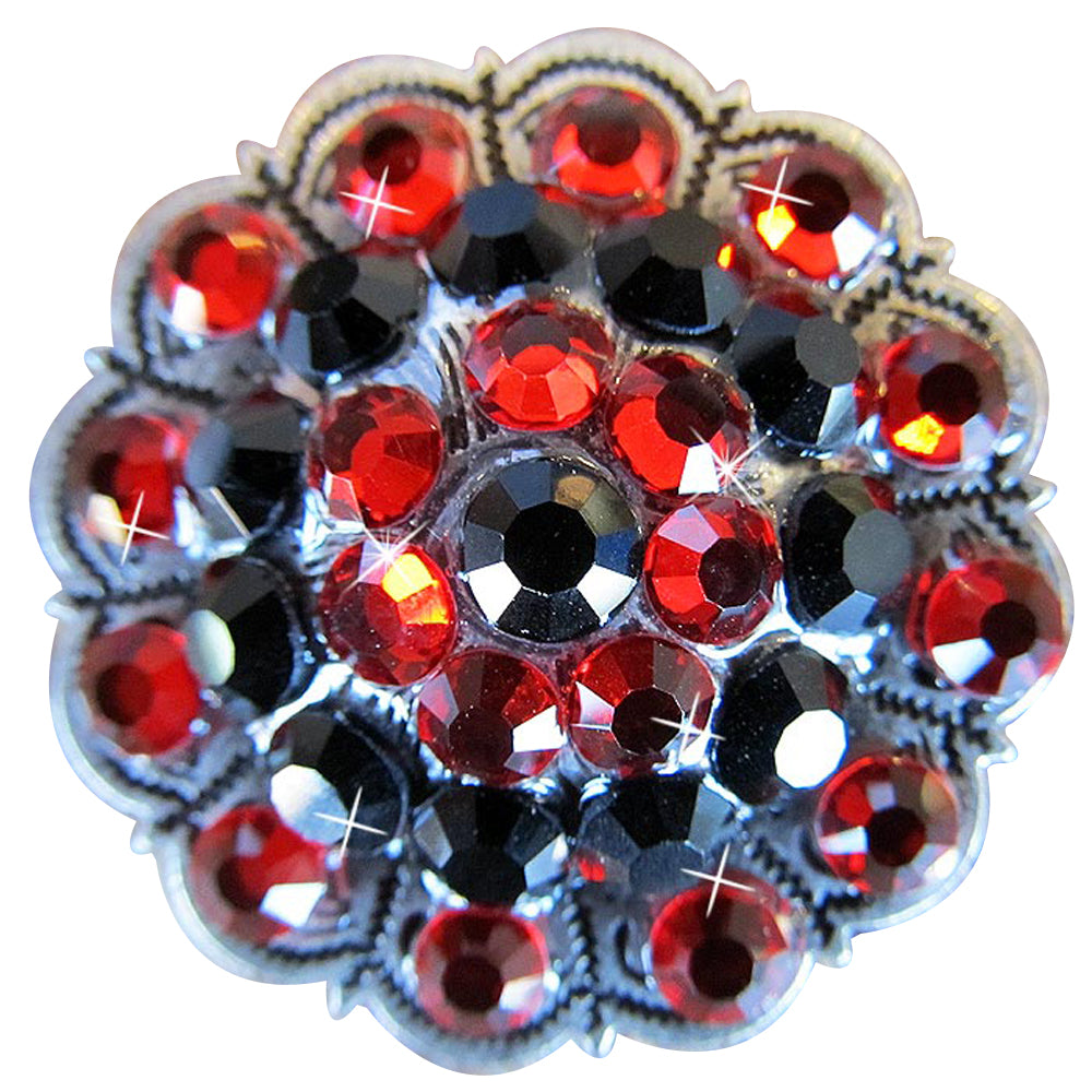 HILASON Western Screw Back Concho Silver Finish Jet Siam Crystal Bling and Light color