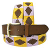 Bar H Equine Western Brown Full Grain Genuine Leather Men & Women Belt Embroidered Yellow Purple With Buckle