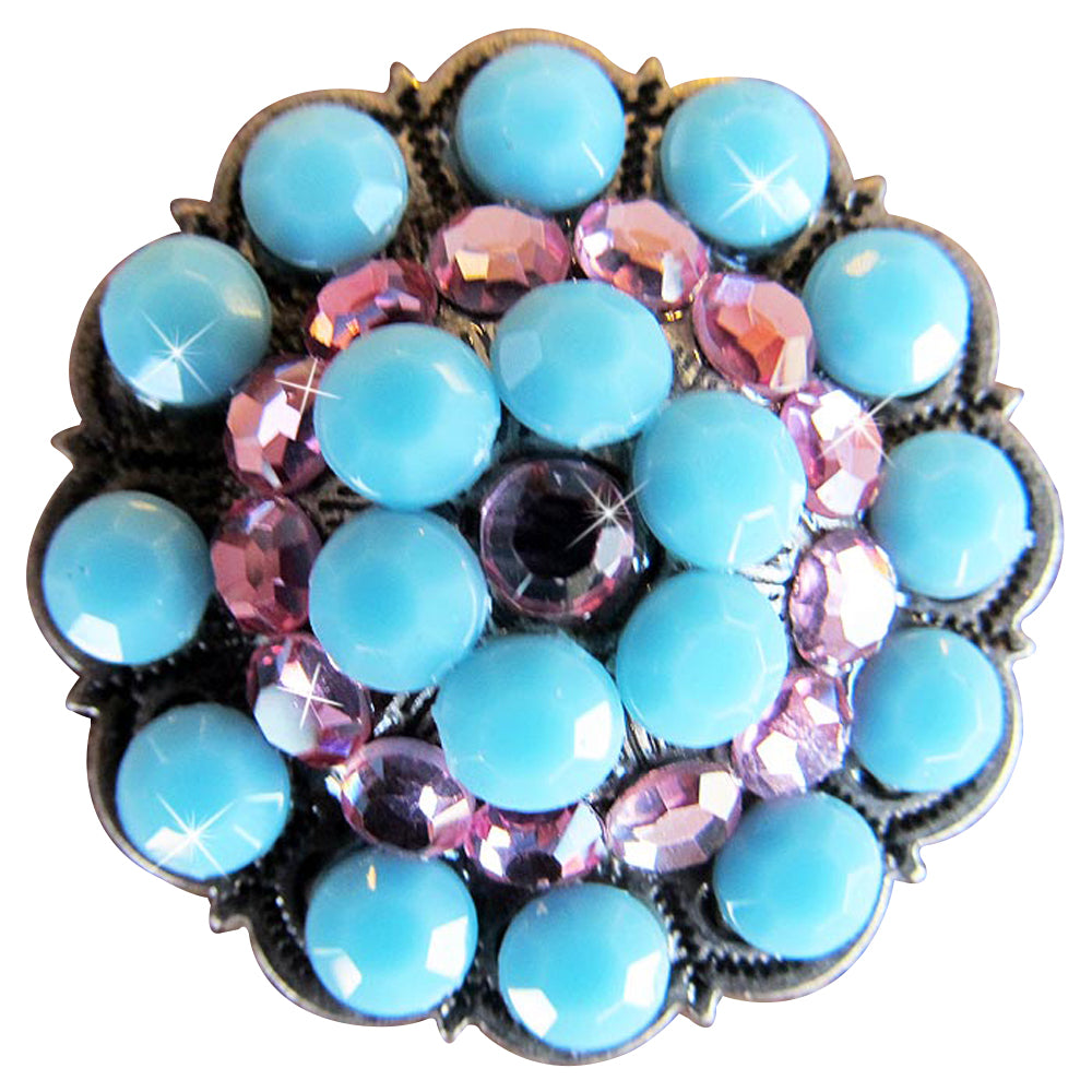 HILASON Western Screw Back Concho Turquoise Crystal Berry Horse Saddle Tack Belt| Belt | Slotted Conchos