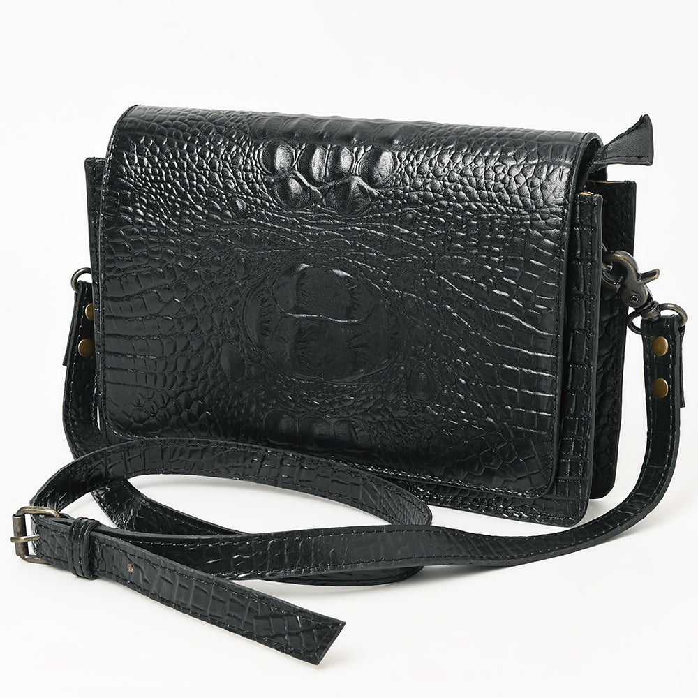 American Darling Western Crossbody Bag Crocodile Embossed Genuine Leather Slim Shoulder Purse 6.5in (H) X 11in (W) X 2.5in (D)