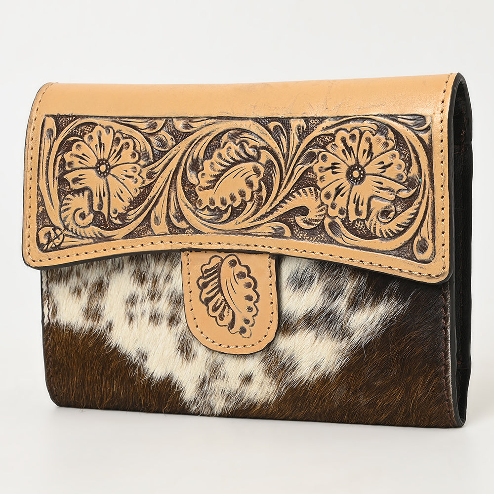 American Darling Wallet Hand Tooled Hair on Genuine Leather Western Women Bag | Handbag Purse Wallet| Wristlet